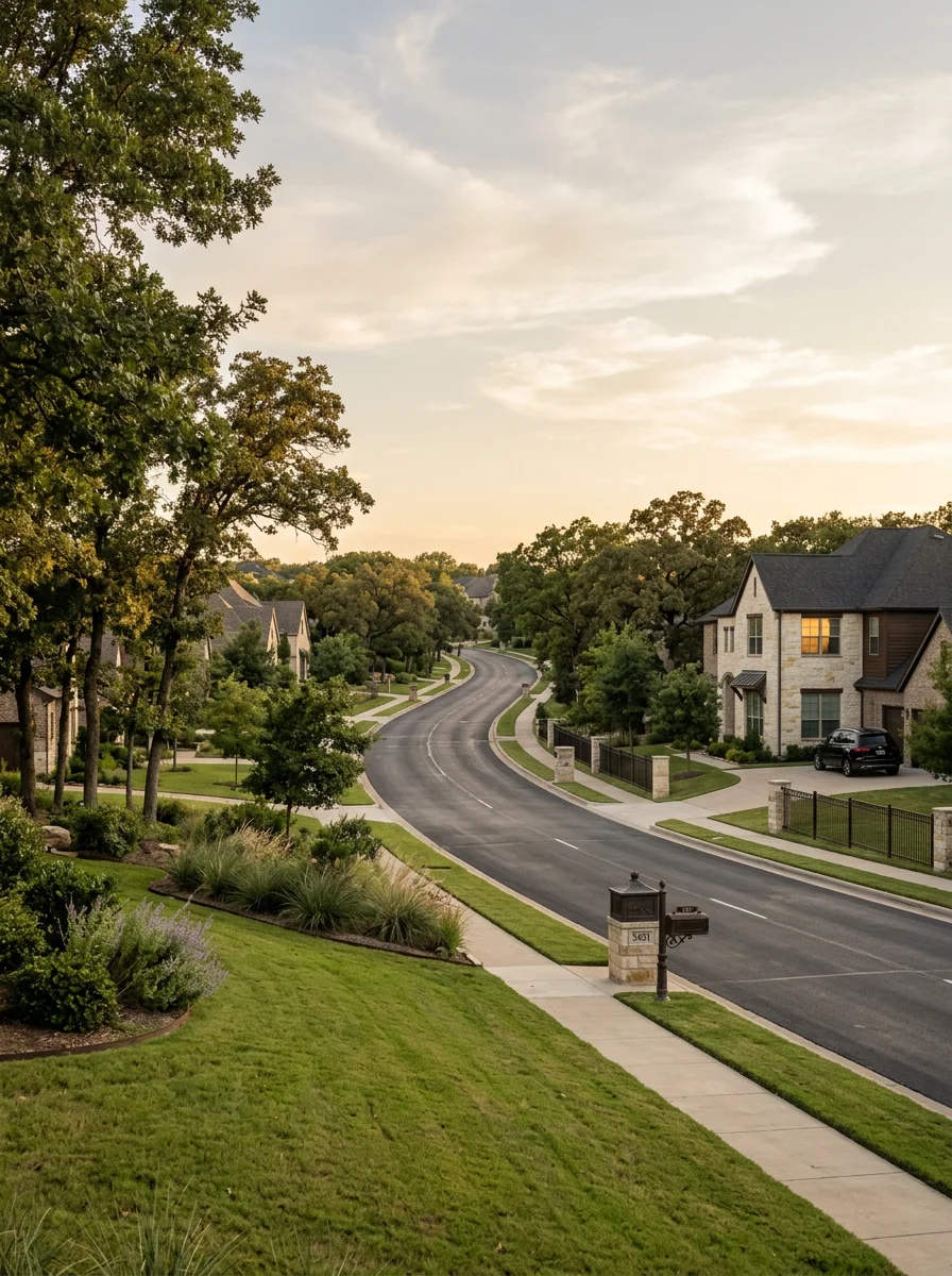 Flower Mound town center featuring the historic 12.5-acre mound landmark surrounded by modern community development