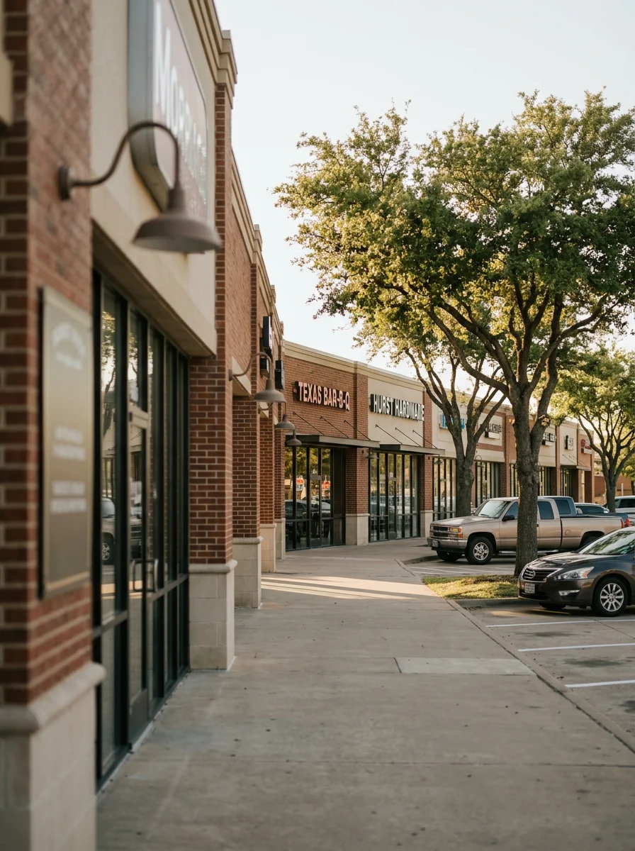 Northeast Mall area in Hurst showing commercial district and shopping center